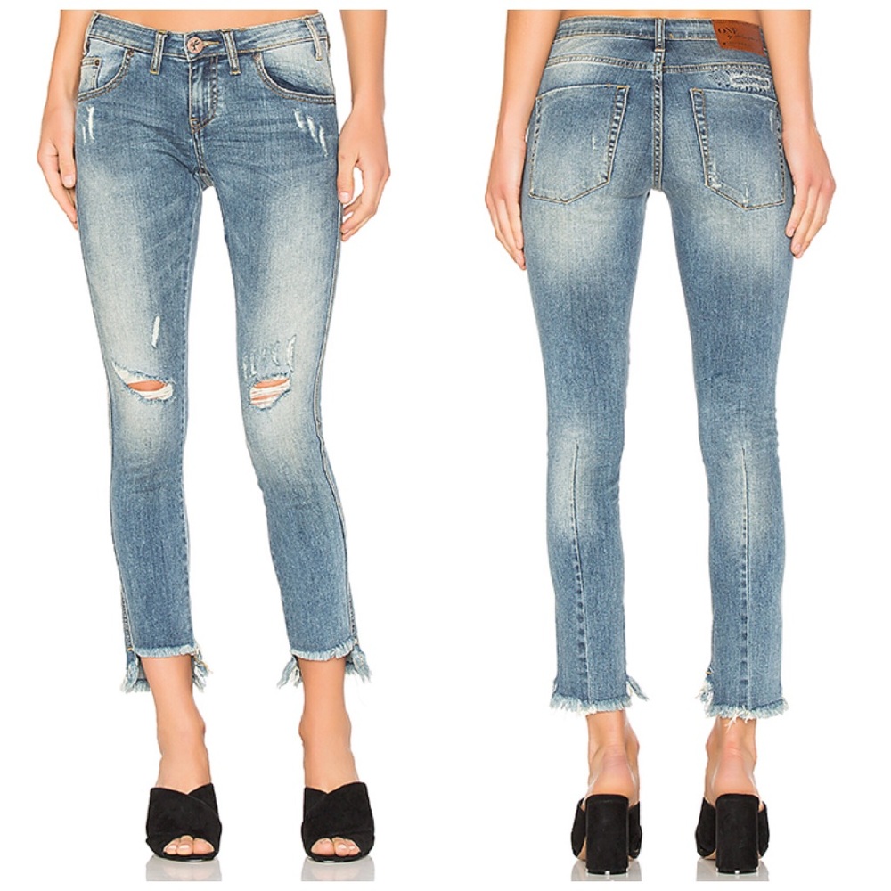 One X One Teaspoon Labyrinth  size 26 Raw Hem Skinny Jeans NEW